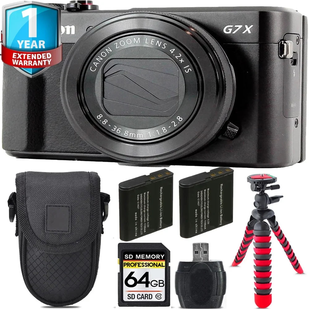 Canon PowerShot   Mark  Camera + Extra Battery +Tripod + 1 Yr Warranty -64GB Kit