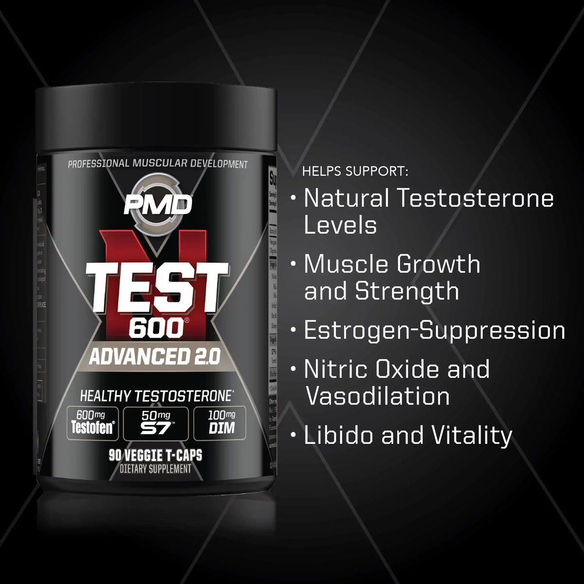 Sports -Test 600 Advanced Testosterone Booster for Men - Strong and Powerful With Testofen - Training And Bodybuilding - Lean Muscle Growth And Strength Gains - Test Boost (90 Veggie-Caps))
