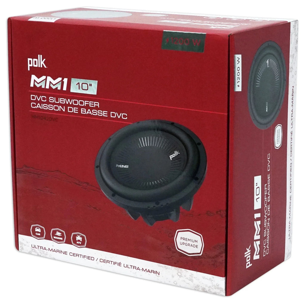 (2) Polk Audio  10” 2400w Car Audio Subwoofers+Vented Sub Box Enclosure