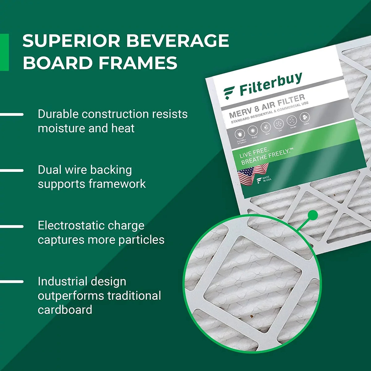 Filterbuy 15x20x1  8 Pleated   Furnace Air Filters (4-Pack)