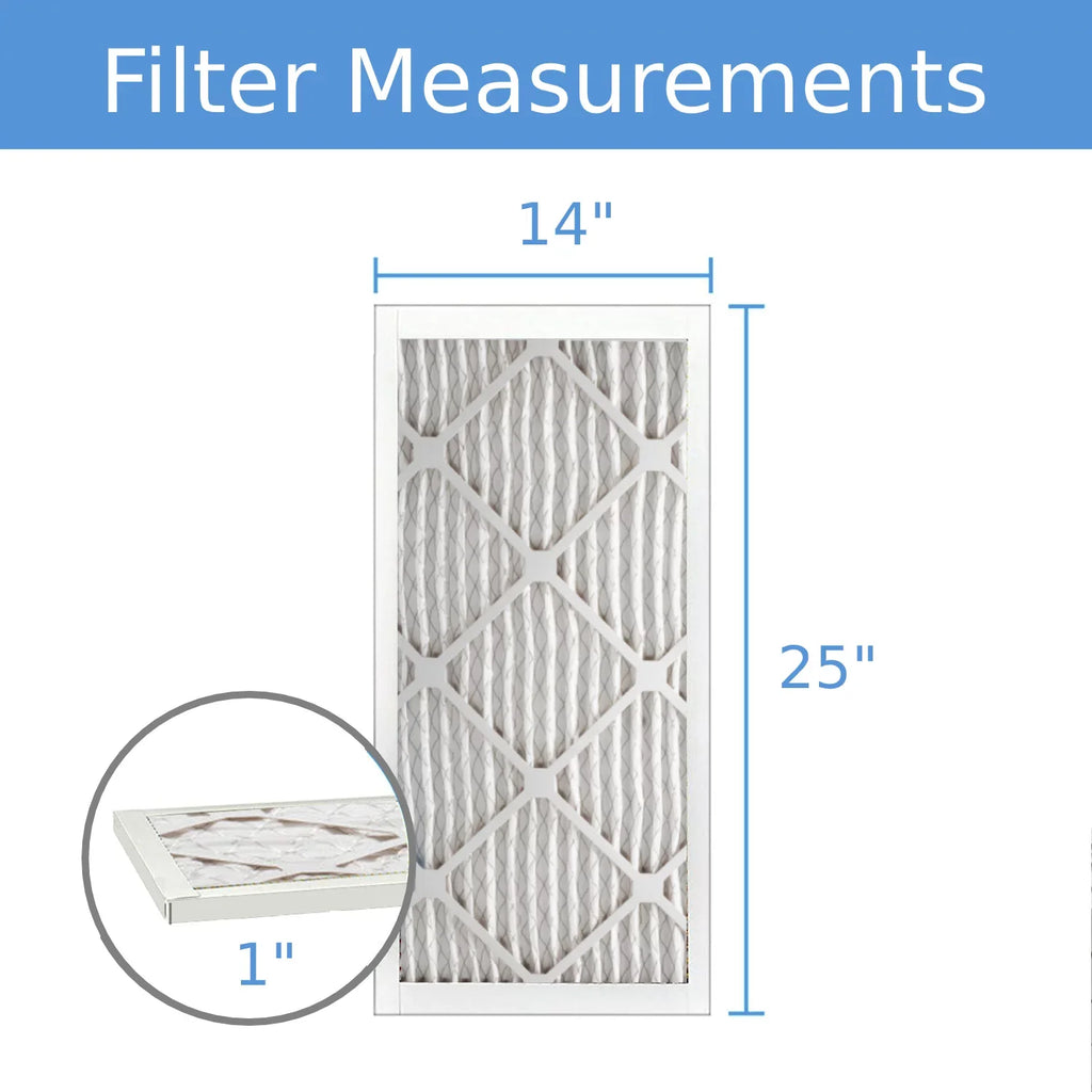 14x25x1, Purolator Hi- 40 Extended Surface Pleated Air Filter, Mechanical  8, (6 Pack)