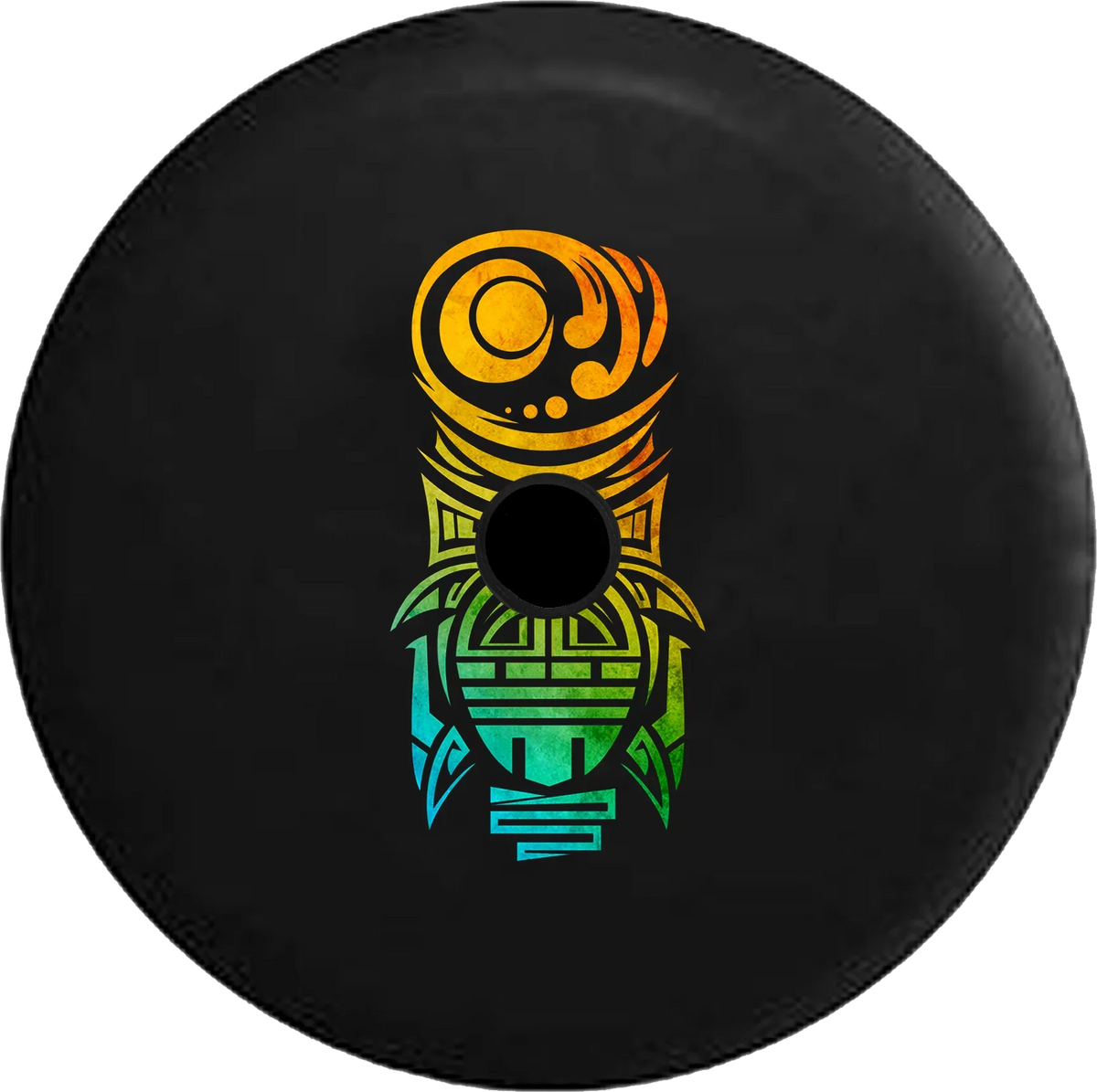 2018 2019 Wrangler  Backup Camera Island Tiki Man Island Beach God Faded Tiedye Spare Tire Cover for Jeep  33 Inch