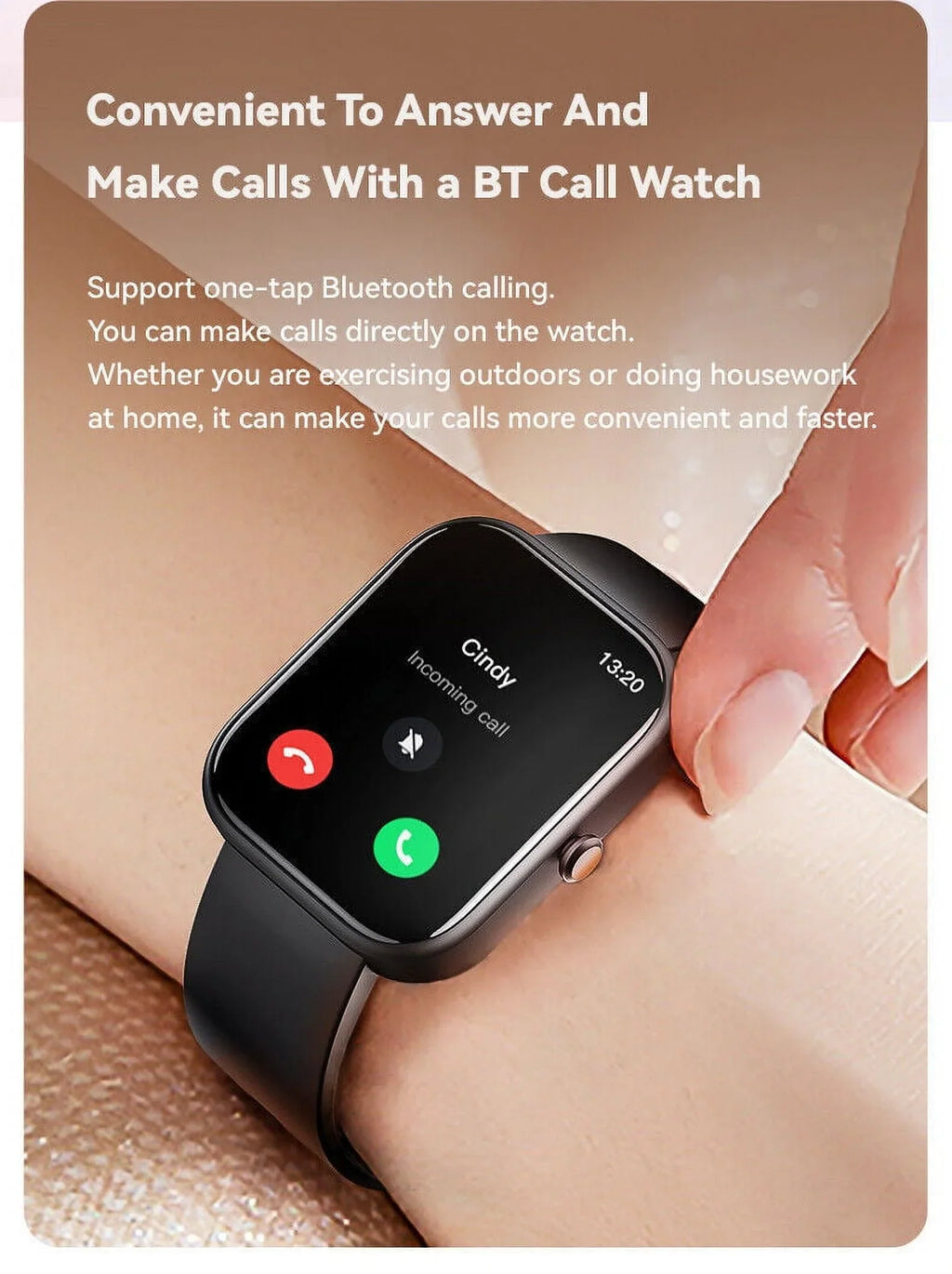 Smart Watch Blood Pressure Fitness Tracker Women Men for Android and iOS Black