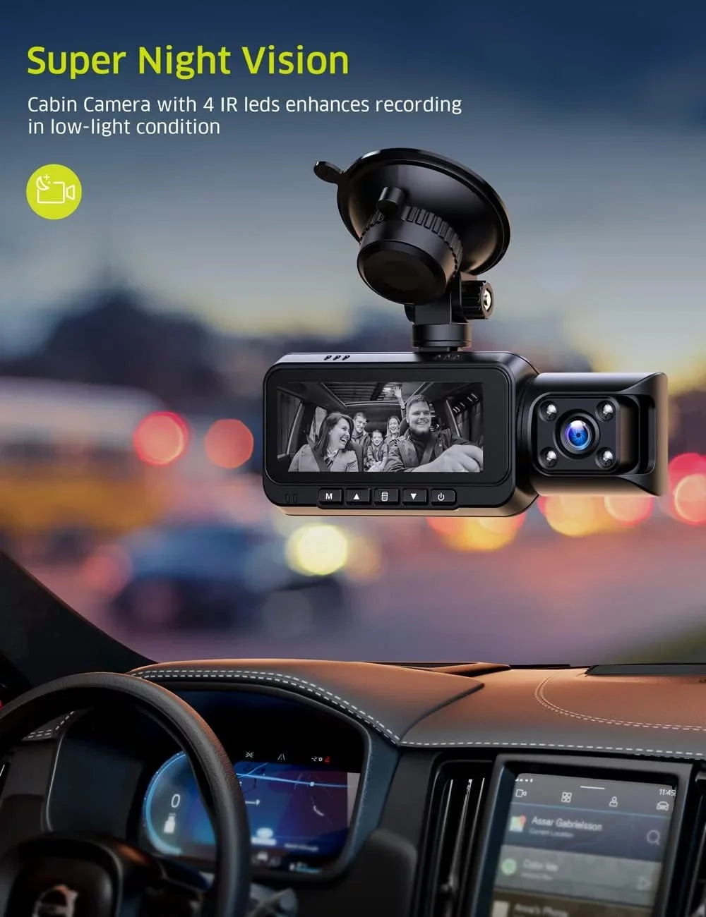 4K Dual Dash Cam  WiFi Car Camera, 2160P+1080P Dashcam Front and Inside  Night Vision, 3.16”  Screen, Night Vision, 170°Wide Angle, , 24H Parking Mode