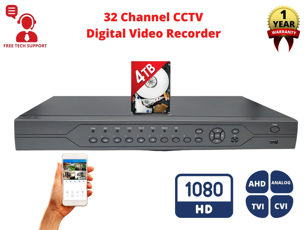 Evertech 32 Channel  with 4TB .265 Digital Video Recorder for  Security Surveillance Camera System