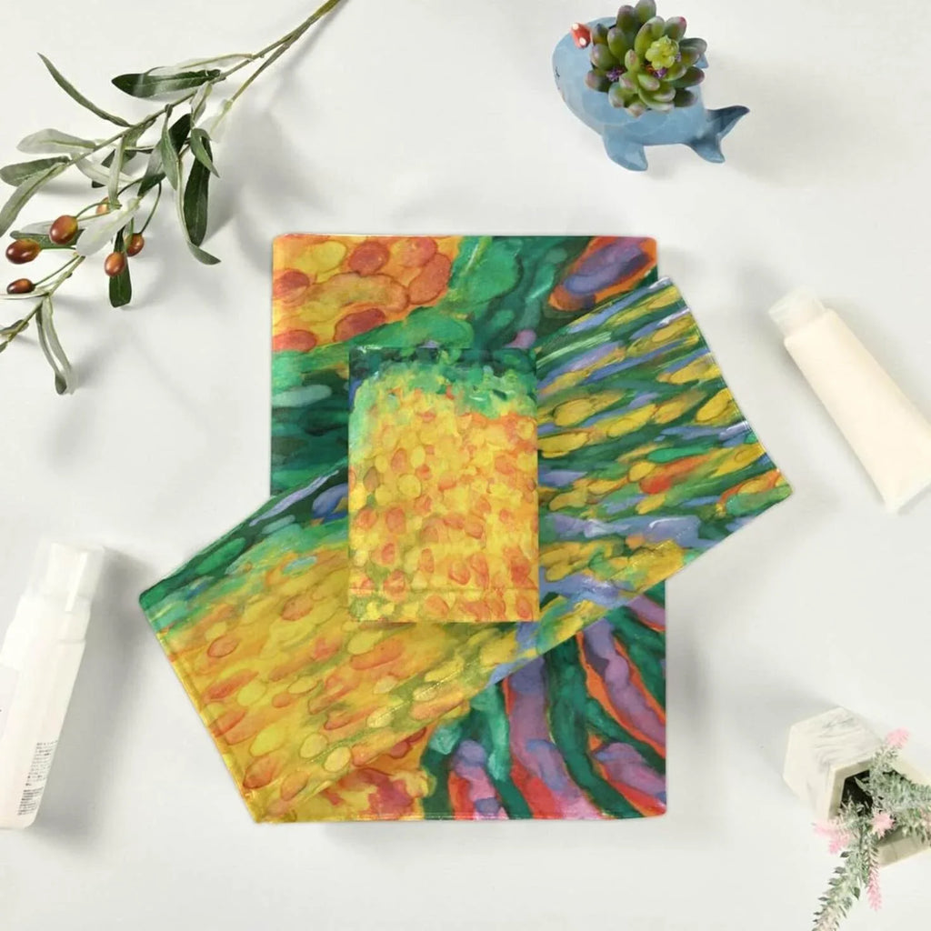 3 Pack Towel Abstract Tree for Life Cotton Bath Towel Set (1 Bath Towel, 1 Hand Towel, 1 Washcloth) for Bathroom, Super Soft and Quick Dry Towels