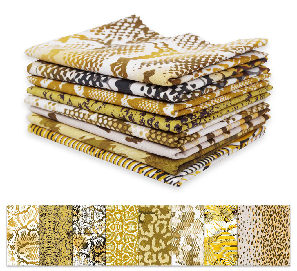 Soimoi 8 Pc Fat Quarter Bundle -Animal SkinPrint 18"x 22" Patchwork-100% CottonPre-Cut Quilting Fabric (Yellow)