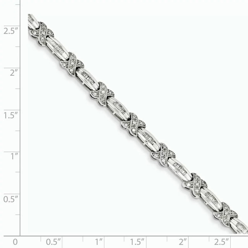 14k White Gold Diamond  Bracelet. Carat Wt- 0.98ct