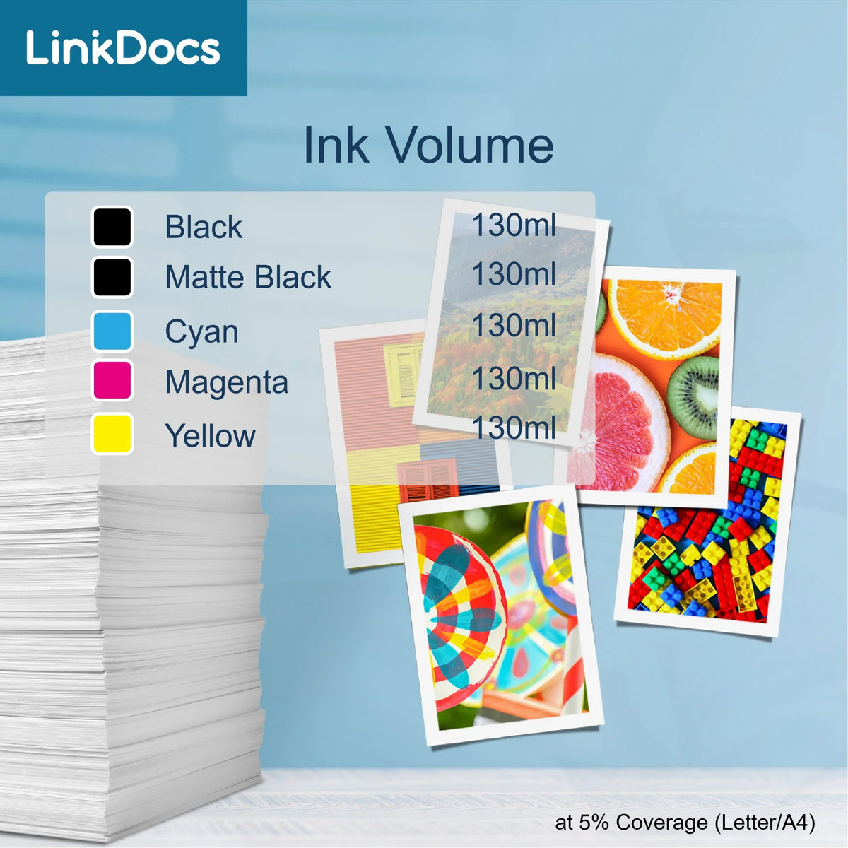 '-120 Ink Cartridges Replacement for Canon  -120 -120MBK -120BK -120C -120M -120Y Work for Canon ImagePROGRAF  -200 -205 -300 -305 and -200 -300 Printer