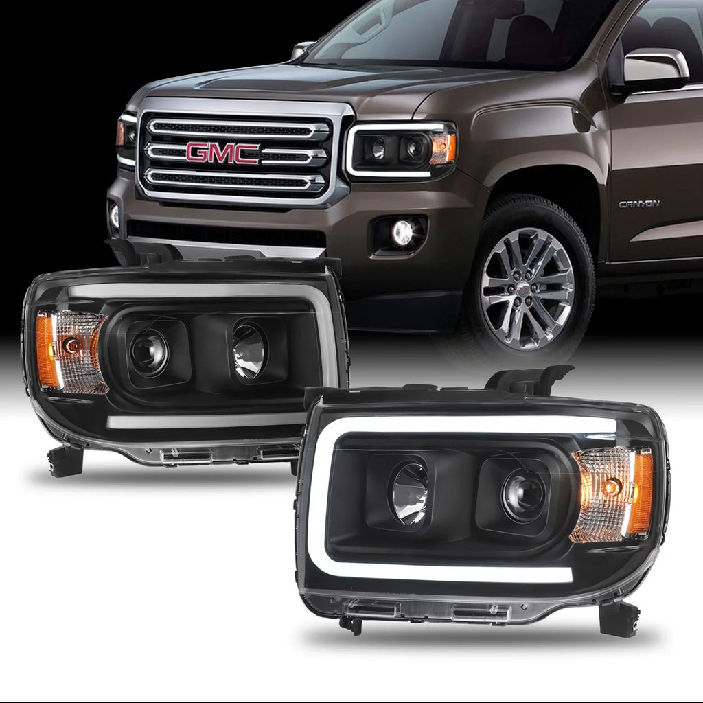 '- For 2015-2022  Canyon  Light Bar  Projector Headlights Pair Housing - Black