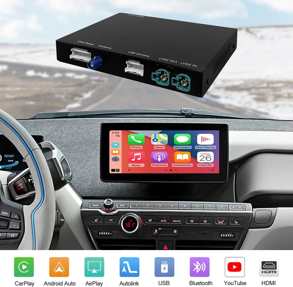 Road Top Wireless Carplay Retrofit Kit Decoder for  i3   System 2012-2017 Year, Support Android Auto, Mirrorlink, Reverse Camera, Original Car Knob Control