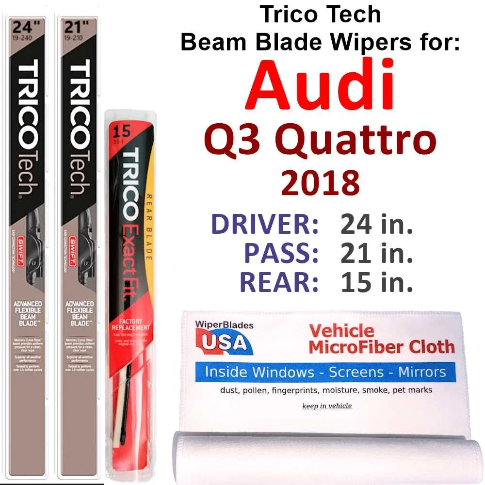 2018 Audi  Quattro Beam Blade Wipers (Set of 3) w/Rear Wiper