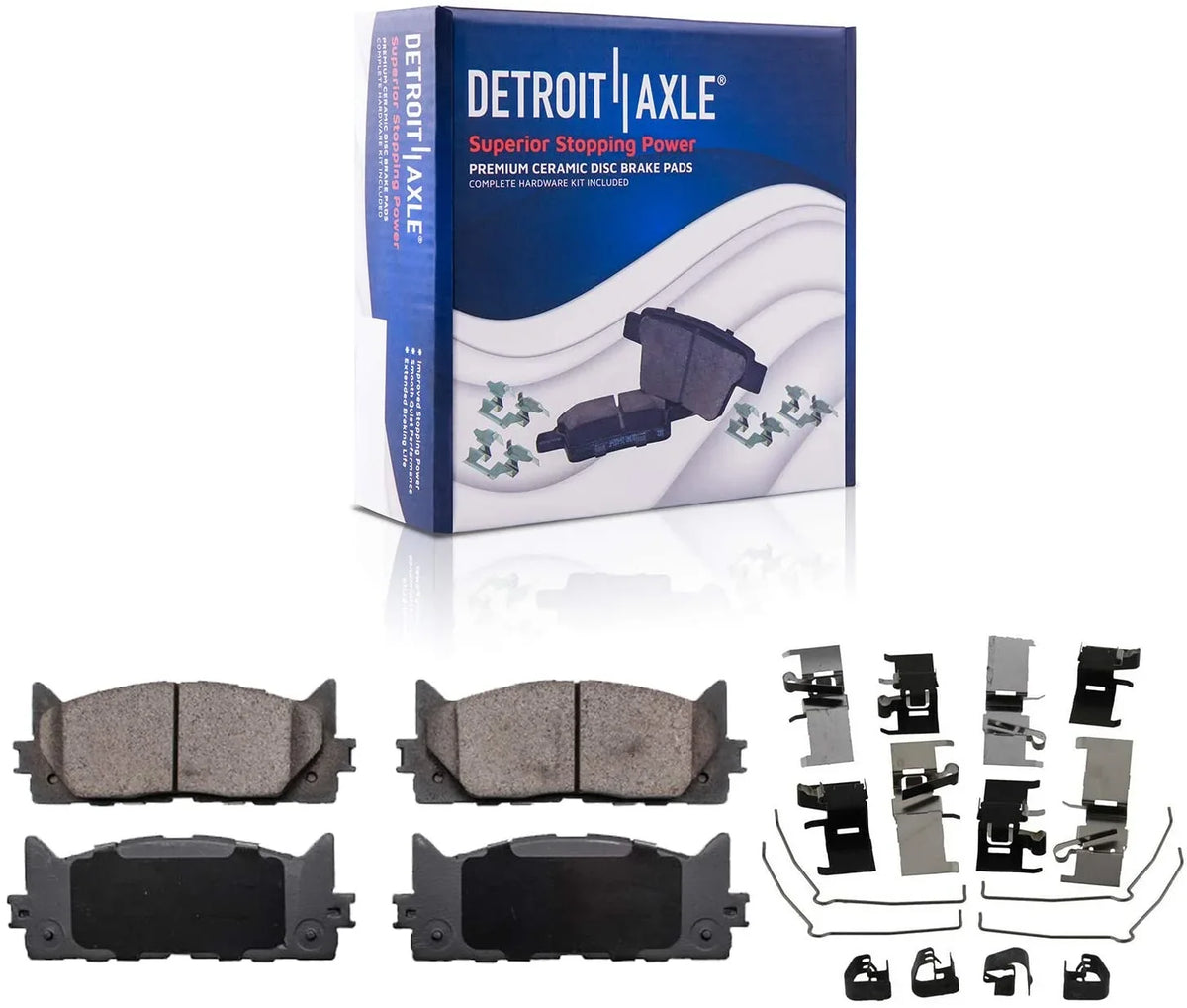 Detroit Axle - Brake Pads for 07-17 Toyota Camry 08-18 Avalon Lexus ES300h, 07-18 , 4 Ceramic Brake Pads Front & Rear 2008 2009 2010 2011 2012 2013 2014 2015 2016 2017 Replacement